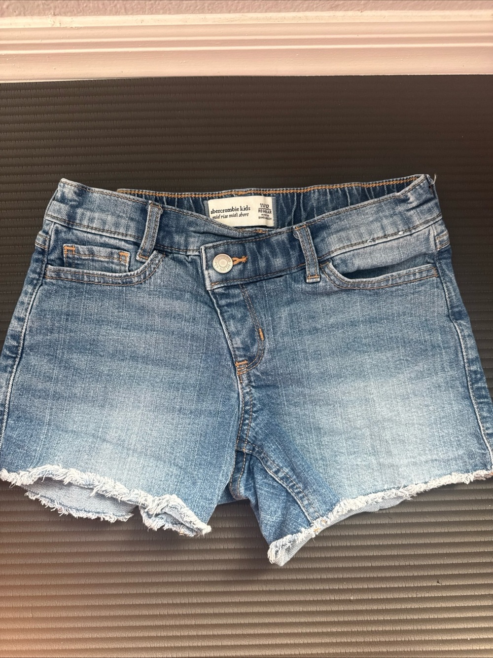 abercrombie kids light blue denim cutoff shorts